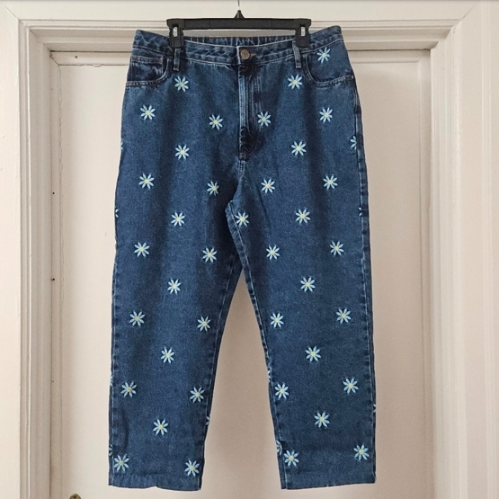 76 LUCY & YAK EMBROIDERED DAISY - MAE DANA MOM JEANS SIZE 34R - Picture 5 of 10